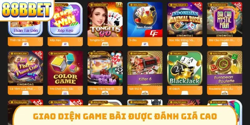 Giao diện game bài được đánh giá cao