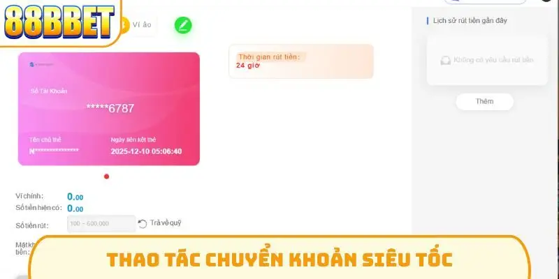 Thao tác chuyển khoản siêu tốc