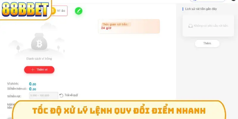 Tốc độ xử lý lệnh quy đổi điểm nhanh